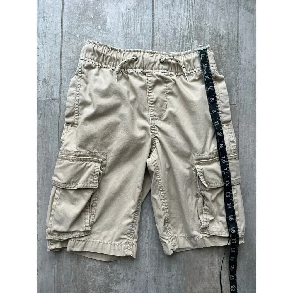 GAP Kids Boys Drawstring Elastic Cargo Shorts Beige Shorts Khaki M 8-9 Casual